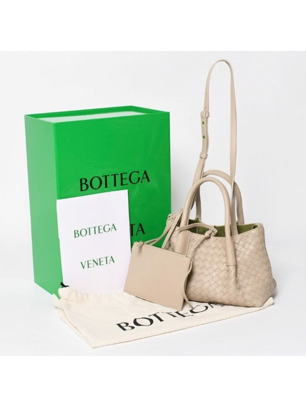 Bottega Veneta Intrecciato Pinacoteca Small 2-Way Shoulder Bag Beige Khaki Gold